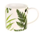 RHS Foliage mug with green leaves against a cream background