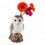 barn owl vase large by quail ceramics shows owl vase with flowers in top