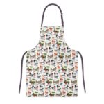 ducks apron shows many ducks in soft colours against a white background