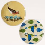 robin and blue tit set of 2 plates