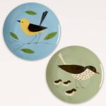 Wagtail and Thrush set of 2 plates