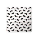 puffin circus placemats shows stylised black and white puffins