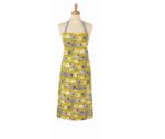 dotty sheep apron shows mustard yellow apron with sheep and grey neck tie