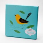 turquoise box for wagtail platter showing bird in yellow