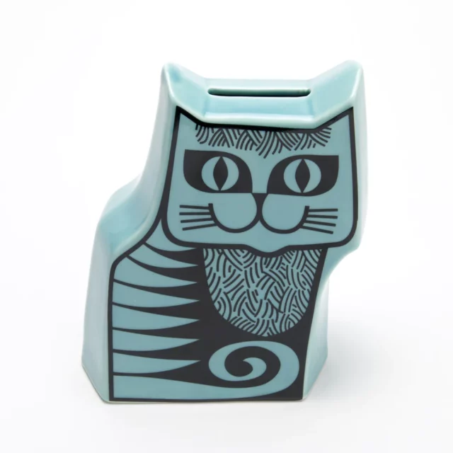 Hornsea Cat Money Box in Teal