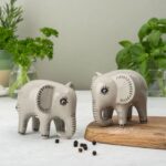 Grey ceramic elephant salt and pepper shakers