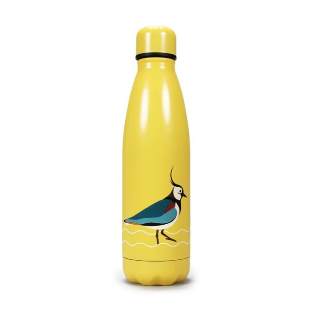 RSPB Water Birds Water Bottle is a Yellow water bottle with a lapwing