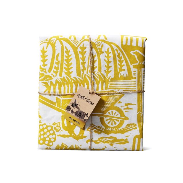 Kate Heiss vegetable garden Tea Towel Mustard